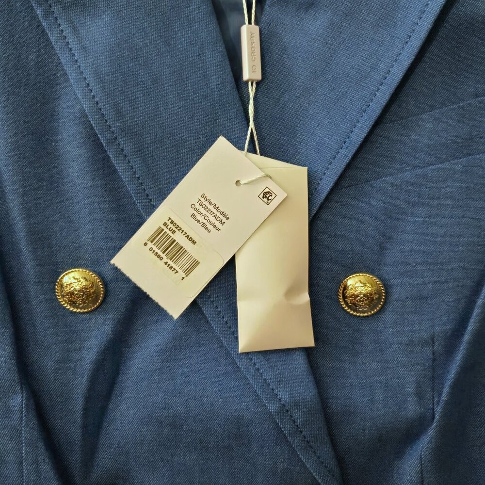 Derek Lam 10 Crosby Myla Double Breasted Crop Blazer Blue Office Preppy NWT $450 - Picture 4 of 5